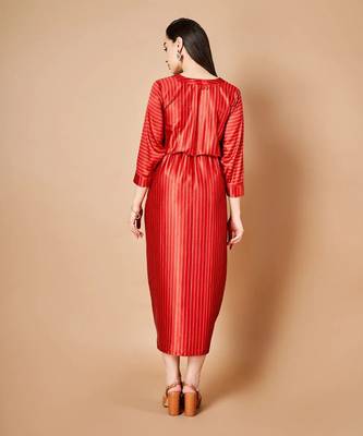 Vermillion Red Slit Dress 4