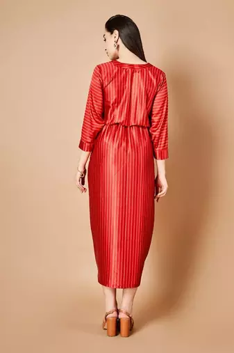 Vermillion Red Slit Dress
