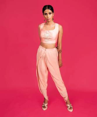 Mustard And Peach Dhoti Pants Set 4