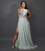 Aqua Slit Gown