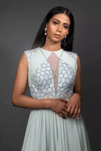 Aqua Slit Gown