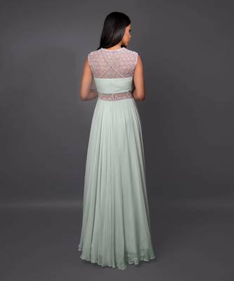 Aqua Slit Gown 4