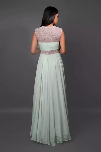 Aqua Slit Gown