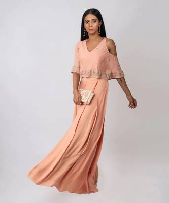 Peach Box Pleated Palazzo Pant And Top Set 2