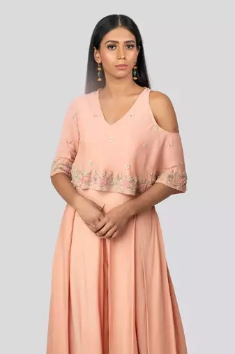 Peach Box Pleated Palazzo Pant And Top Set