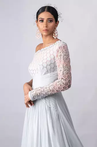 Ash Grey One Shoulder Gown