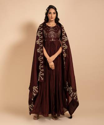 Maroon Anarkali With Heavy Embroidered Kurta 1