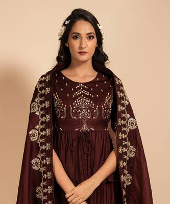 Maroon Anarkali With Heavy Embroidered Kurta 3