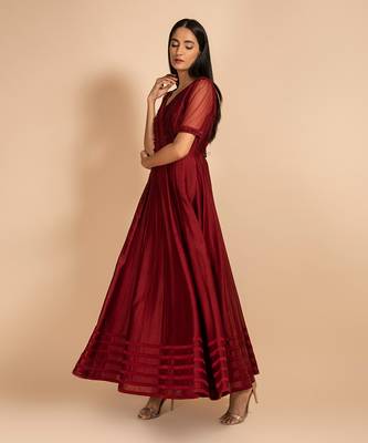 Floral Embroidered Anarkali With Pin Tucks Detailing 1