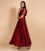 Floral Embroidered Anarkali With Pin Tucks Detailing