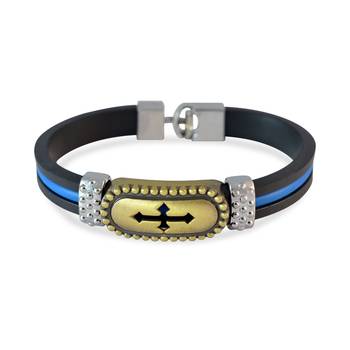 Black Cross Design Strap Bracelet for Men by Sarah 2