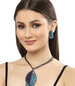 Purple & Blue Paper Quilling Necklace with Earrings