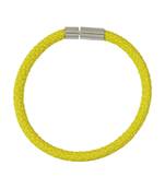 Neon Yellow Tap Grain Faux Leather Bracelet for Men