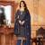 Navy-blue embroidered georgette salwar