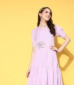 Lavender plain viscose rayon long-dresses