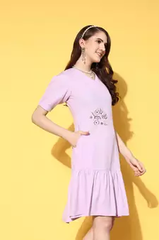 Lavender plain viscose rayon long-dresses