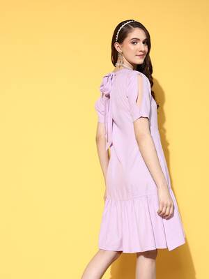 Lavender plain viscose rayon long-dresses 3