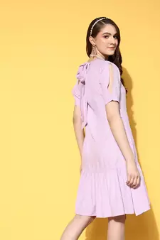 Lavender plain viscose rayon long-dresses