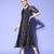 Navy-blue printed silk blend long-dresses