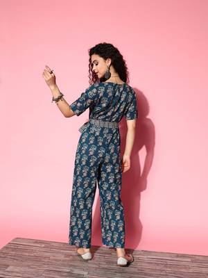 Blue printed cotton long-tops 3