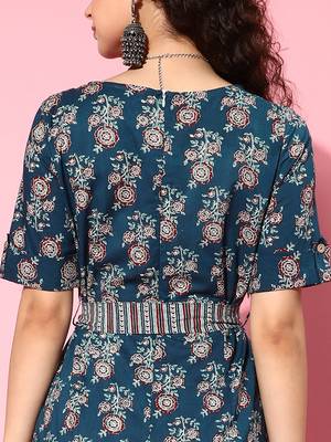 Blue printed cotton long-tops 5