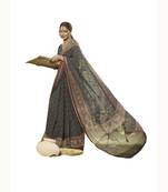 Black woven georgette saree with blouse