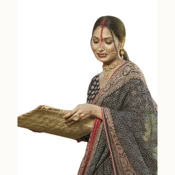 Black woven georgette saree with blouse 2