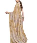 Brown woven chiffon saree with blouse