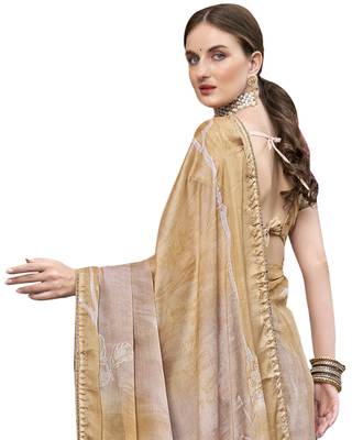 Brown woven chiffon saree with blouse 2