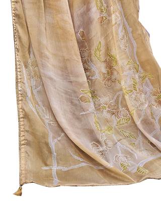 Brown woven chiffon saree with blouse 3