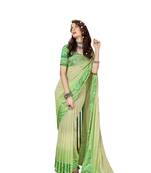 Green woven georgette saree with blouse