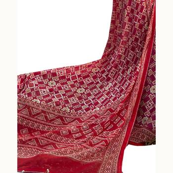 Red woven georgette saree with blouse 3