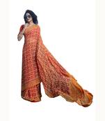 Orange woven georgette saree with blouse