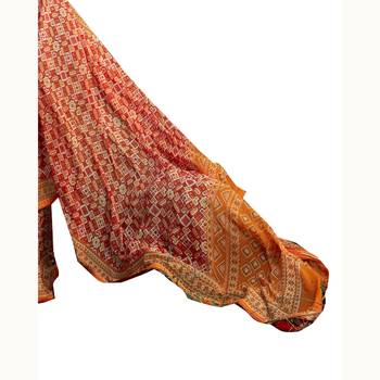 Orange woven georgette saree with blouse 3