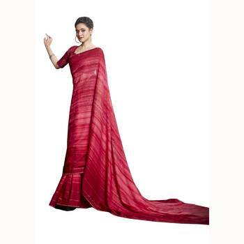 Red woven georgette saree with blouse 1