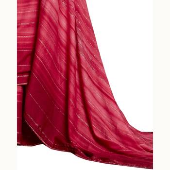 Red woven georgette saree with blouse 3
