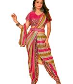Multicolor embroidered net saree with blouse