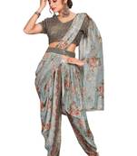 Green embroidered net saree with blouse