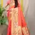 Peach woven Faux kanchipuram silk saree with blouse