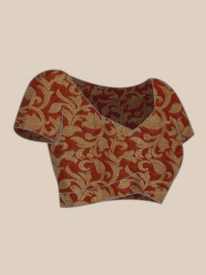 Olive Woven Cotton Silk Saree With Blouse 4