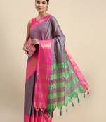 Green Woven Cotton Silk Saree With Blouse