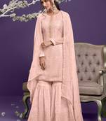 Light-peach embroidered georgette salwar