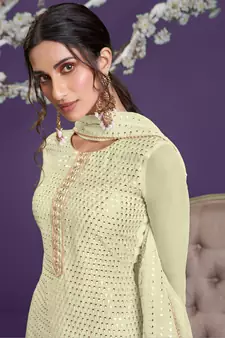 Pastel embroidered georgette salwar