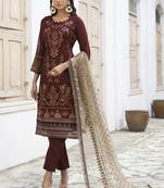 Brown embroidered net salwar