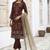 Brown embroidered net salwar