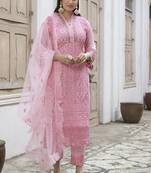 Pink embroidered net salwar