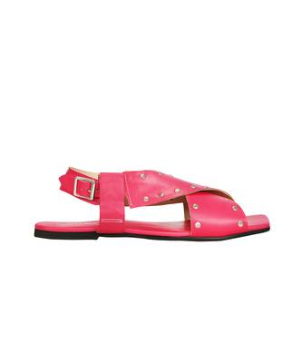 Criss Cross Broad Rivet Sandals In Pink 5