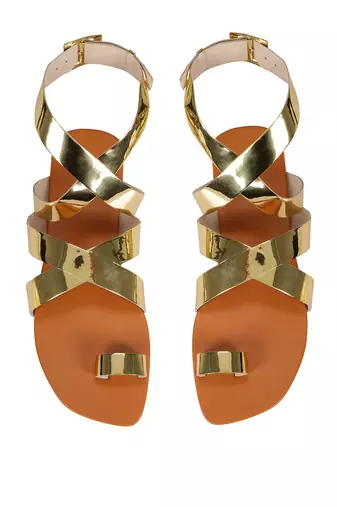 Sole Stories_Criss Cross Flats In Gold
