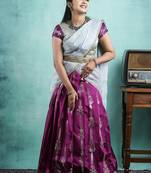 Shivangi Teenage Girls Purple Blooming Fire Half Saree | Langa Davani
