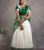Shivangi Teenage Girls Green Twin Mango Half Saree | Langa Davani